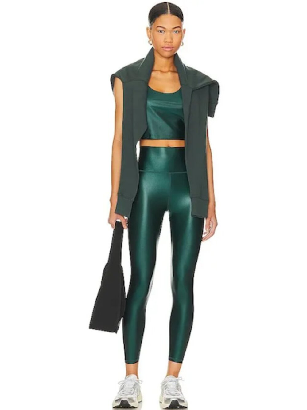 Spiritual Gangster Indie Wet High-Waisted Shiny Deep Forest Leggings, Medium